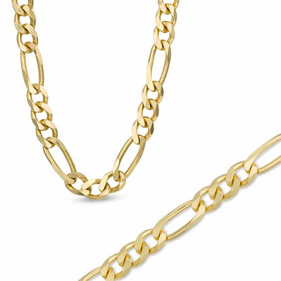 Men's 7.3mm Figaro Link Bracelet and Necklace Set in 14K Gold over