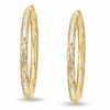 Thumbnail Image 0 of Diamond-Cut "X" Hoop Earrings in 14K Gold and Sterling Silver