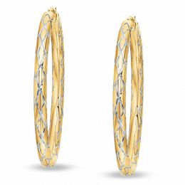 Diamond-Cut &quot;X&quot; Hoop Earrings in 14K Gold and Sterling Silver