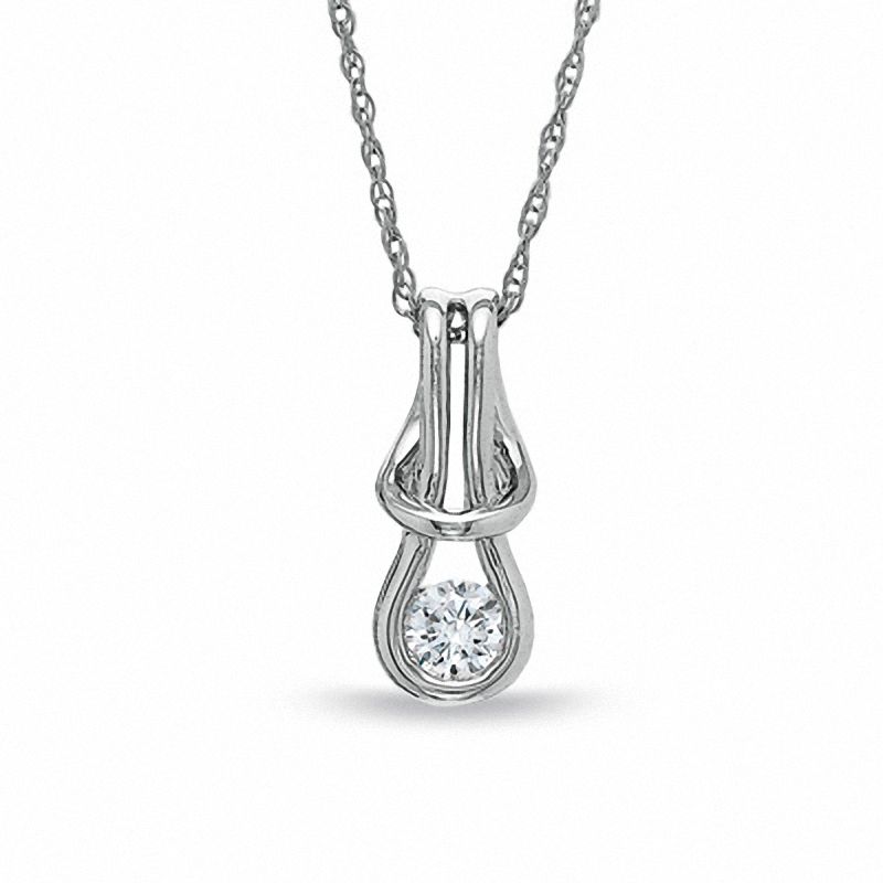 Main Image 1 of 1/6 CT. Everlon™ Diamond Knot Pendant in 14K White Gold