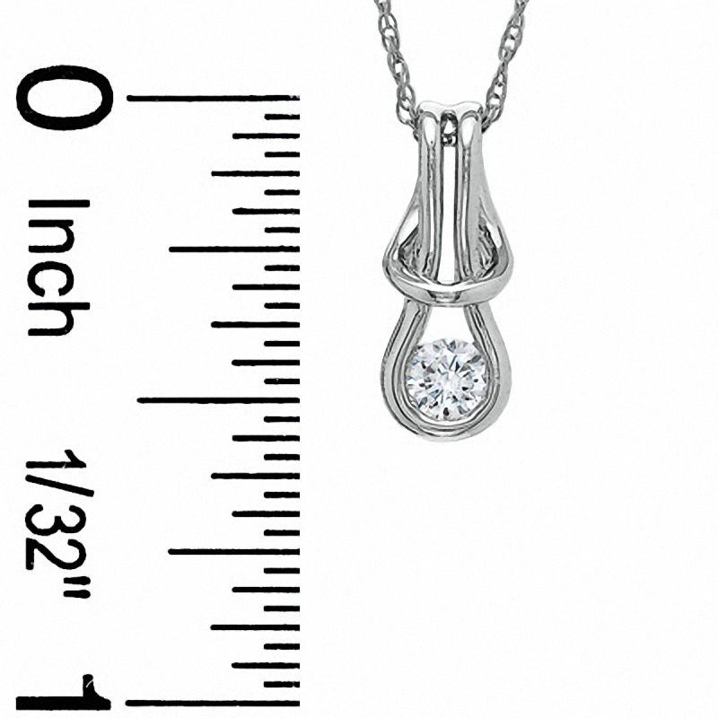Main Image 2 of 1/6 CT. Everlon™ Diamond Knot Pendant in 14K White Gold