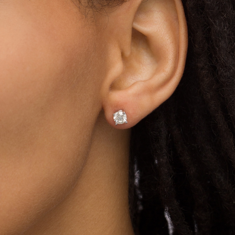 Main Image 2 of 1-1/4 CT. T.W. Diamond Solitaire Stud Earrings in 14K White Gold