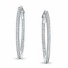 1/8 CT. T.W. Diamond Medium Inside-Out Hoop Earrings in Sterling Silver
