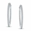 Thumbnail Image 0 of 1/8 CT. T.W. Diamond Medium Inside-Out Hoop Earrings in Sterling Silver