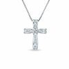Thumbnail Image 1 of 1/4 CT. T.W. Baguette Diamond "X" Cross Pendant in Sterling Silver