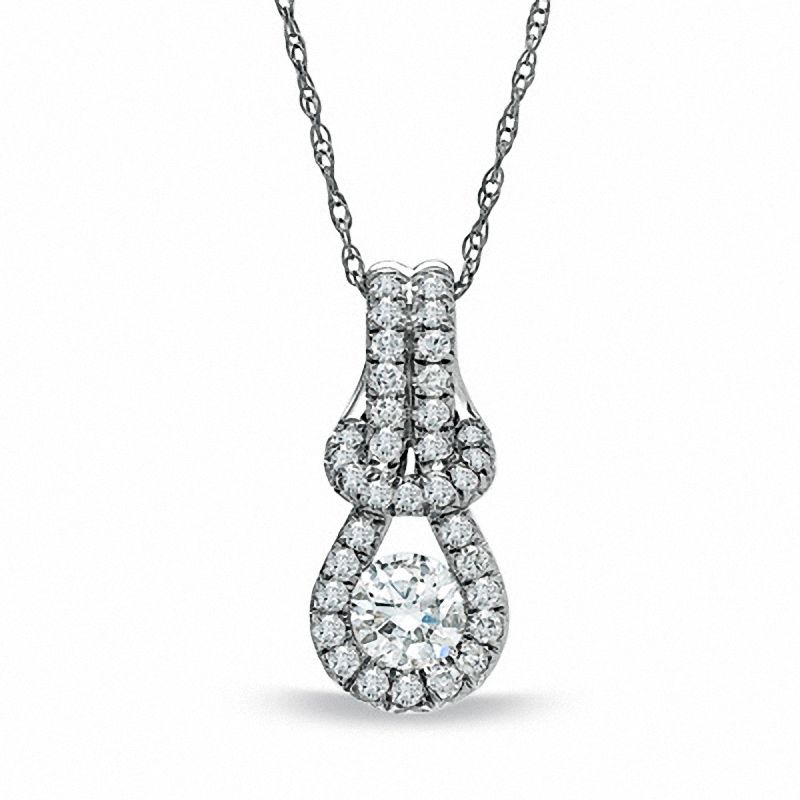 1/2 CT. T.W. Everlon™ Diamond Knot Full Pavé Pendant in 14K White Gold