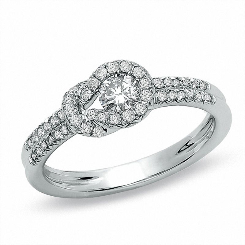 1 2 CT. T.W. Everlon Diamond Knot Full Pave Ring in 14K White Gold Zales Outlet