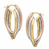 Thumbnail Image 1 of Tri-Color Triple Hoop Earrings in 14K Gold and Sterling Silver