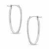 Thumbnail Image 0 of 14K White Gold Diamond-Cut Rectangular Hoop Earrings