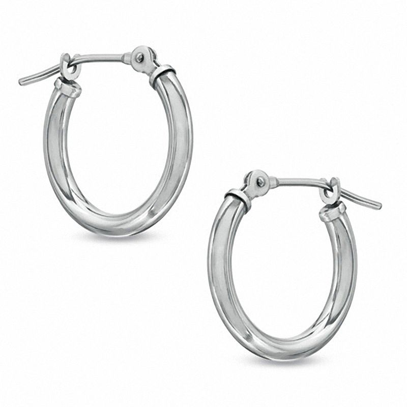 Main Image 1 of 14K White Gold 15mm Polished Hinged Hoop Earrings