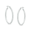 Thumbnail Image 1 of 14K White Gold 25mm Diamond-Cut Hinged Hoop Earrings