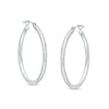 Thumbnail Image 0 of 14K White Gold 25mm Diamond-Cut Hinged Hoop Earrings