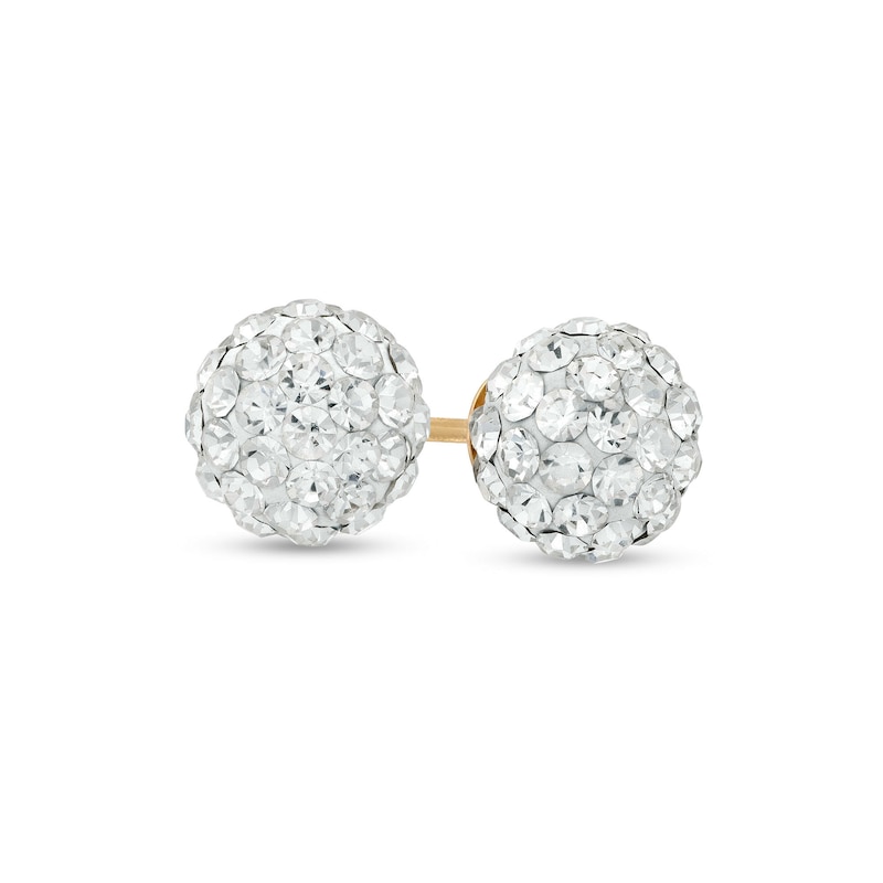 Main Image 1 of 14K Gold Crystal Ball Stud Earrings