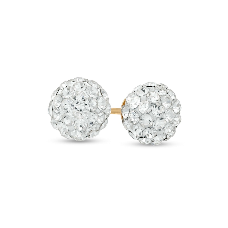 14K Gold Crystal Ball Stud Earrings