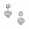 Thumbnail Image 0 of 14K Gold Crystal Heart Ball Drop Earrings