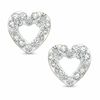 14K Gold Crystal Heart Shaped Button Stud Earrings
