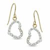 Thumbnail Image 1 of 14K Gold Crystal Heart Dangle Earrings