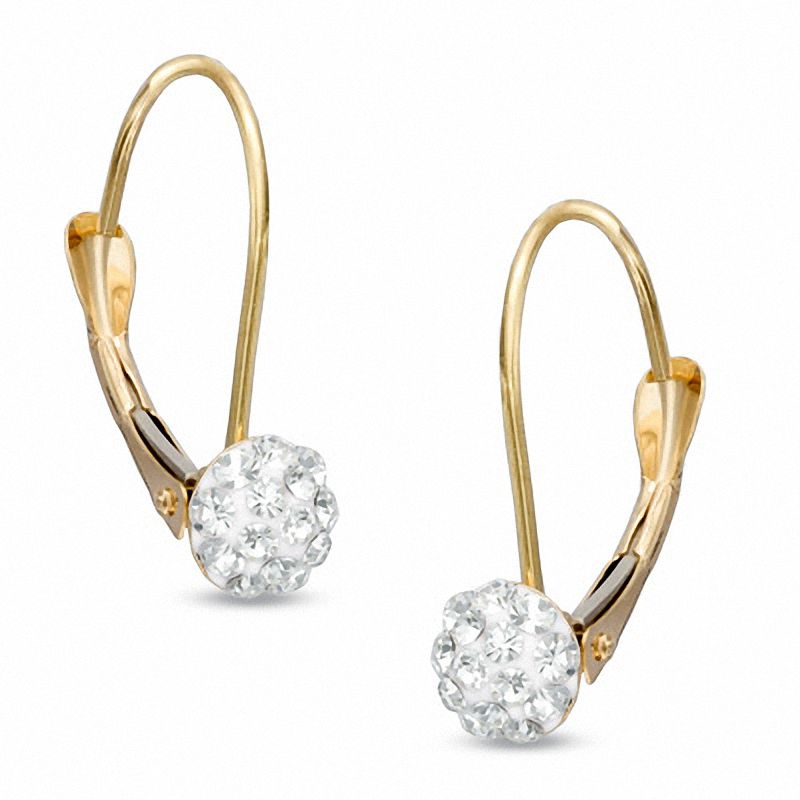 14K Gold Crystal Ball Drop Earrings