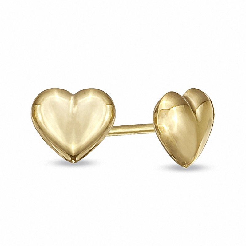 Child's Puffed Heart Stud Earrings in 14K Gold