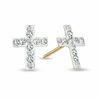 Thumbnail Image 1 of Child's Crystal Cross Earrings in 14K Gold
