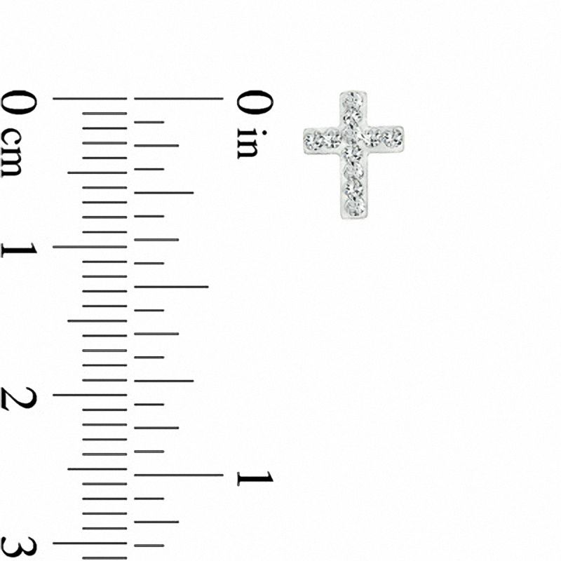 Main Image 2 of Child's Crystal Cross Earrings in 14K Gold