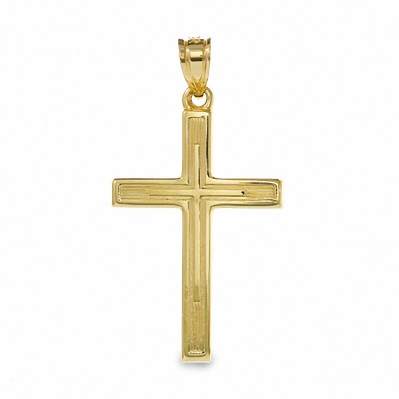 14K Gold Hollow Cross Charm