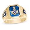 Thumbnail Image 0 of Men's Lab-Created Blue Sapphire Masonic Ring in 10K Gold