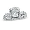 Thumbnail Image 0 of 1-3/4 CT. T.W. Certified Radiant-Cut Diamond Frame Engagement Ring in 14K White Gold (I/I1)