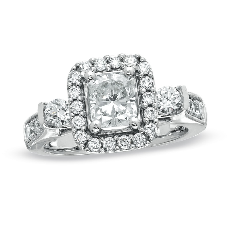 1-3/4 CT. T.W. Certified Radiant-Cut Diamond Frame Engagement Ring in 14K White Gold (I/I1)