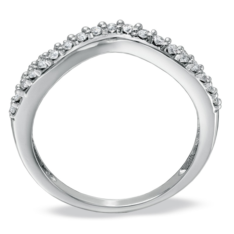 Main Image 2 of 1/3 CT. T.W. Diamond Pavé Double Twist Contour Band in 14K White Gold