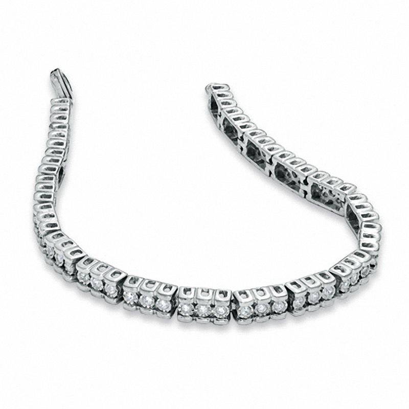 Main Image 2 of 1/2 CT. T.W. Diamond Tennis Bracelet in Sterling Silver
