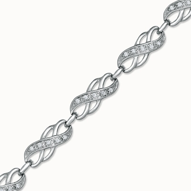 1 5 Ct T W Diamond Double Infinity Bracelet In Sterling Silver 1 5 Ct T W Diamond Double Infinity
