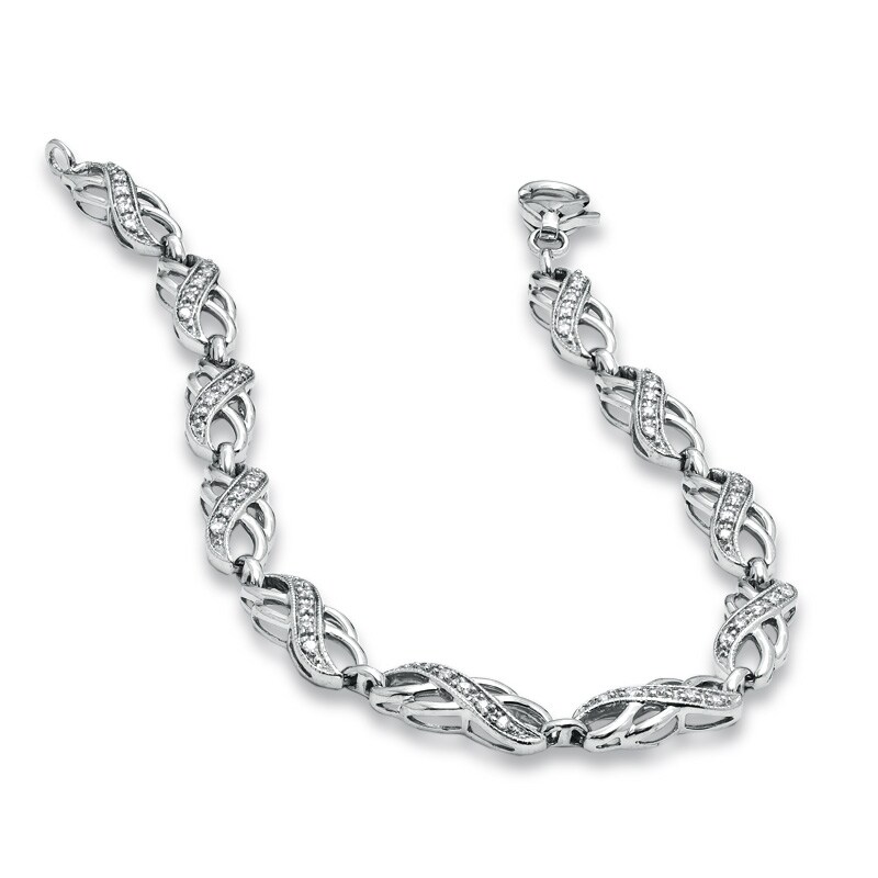 Main Image 2 of 1/5 CT. T.W. Diamond Double Infinity Bracelet in Sterling Silver