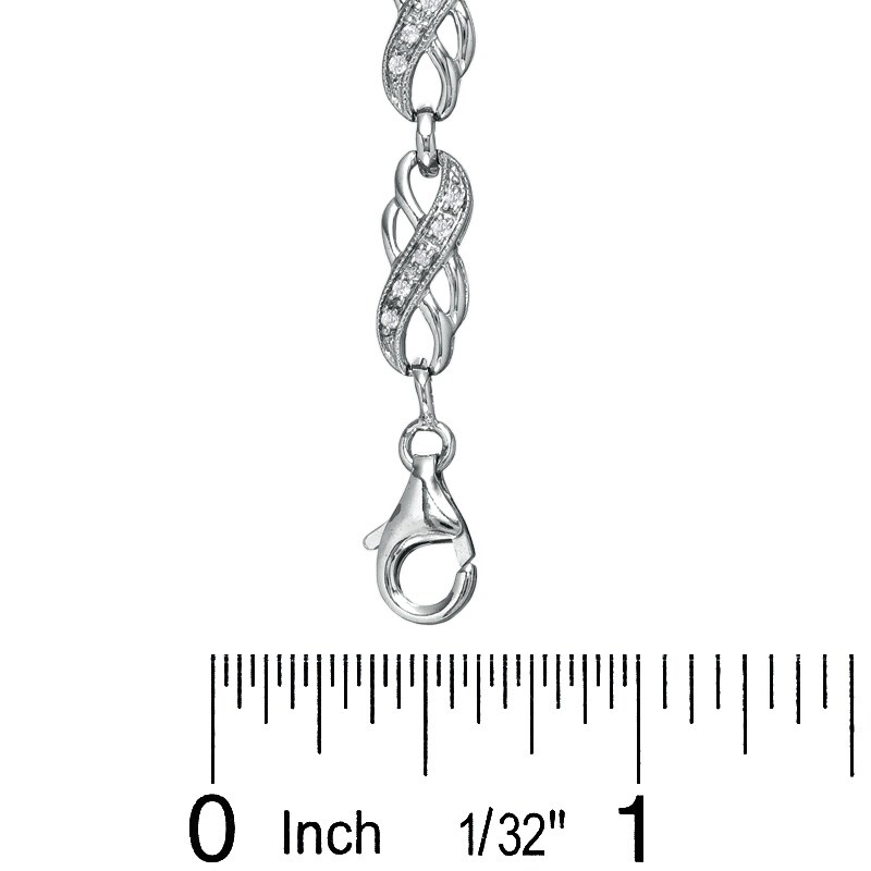 Main Image 3 of 1/5 CT. T.W. Diamond Double Infinity Bracelet in Sterling Silver