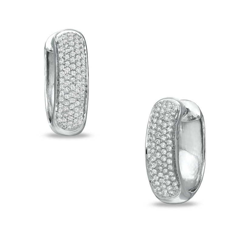 1/2 CT. T.W. Diamond Huggie Hoop Earrings in Sterling Silver