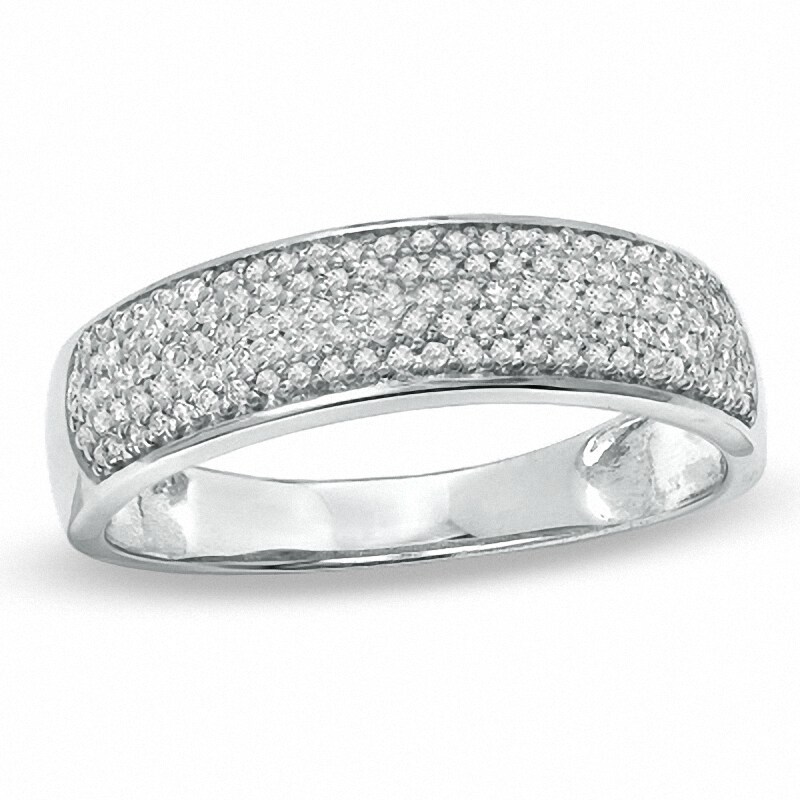 Main Image 1 of 1/4 CT. T.W. Diamond Micro-Pavé Band in Sterling Silver