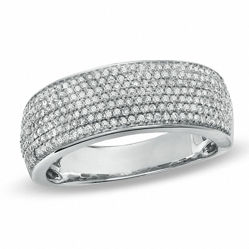 Main Image 1 of 1/2 CT. T.W. Diamond Micro-Pavé Band in Sterling Silver