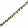 Thumbnail Image 1 of Diamond-Cut and Satin Stampato Bracelet in Sterling Silver and 14K Two-Tone Gold - 7.25"