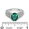 Thumbnail Image 3 of Oval Lab-Created Emerald and White Sapphire Bridge Ring in 14K White Gold
