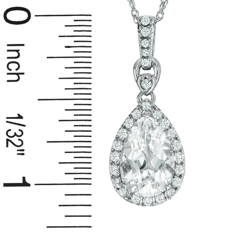 Main Image 2 of Pear-Shaped White Topaz Frame Pendant and Earrings Set with Lab-Created White Sapphires in Sterling Silver