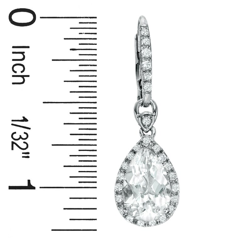 Main Image 3 of Pear-Shaped White Topaz Frame Pendant and Earrings Set with Lab-Created White Sapphires in Sterling Silver