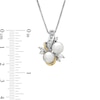 Thumbnail Image 2 of 7.0mm Freshwater Cultured Pearl and Lab-Created White Sapphire Swirl Pendant in Sterling Silver and 14K Gold