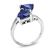 Thumbnail Image 1 of 8.0mm Trillion-Cut Lab-Created Blue Sapphire Bypass Ring with Diamond Accents in Sterling Silver