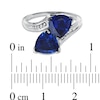 Thumbnail Image 2 of 8.0mm Trillion-Cut Lab-Created Blue Sapphire Bypass Ring with Diamond Accents in Sterling Silver