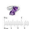 Thumbnail Image 3 of 8.0mm Trillion-Cut Amethyst Bypass Ring with Diamond Accents in Sterling Silver