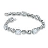 Thumbnail Image 2 of Oval Aquamarine and Diamond Accent Knot Bracelet in Sterling Silver – 7.25"