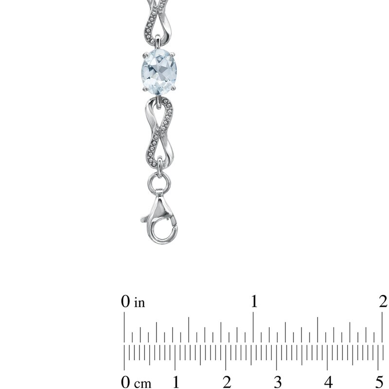 Main Image 3 of Oval Aquamarine and Diamond Accent Knot Bracelet in Sterling Silver – 7.25"