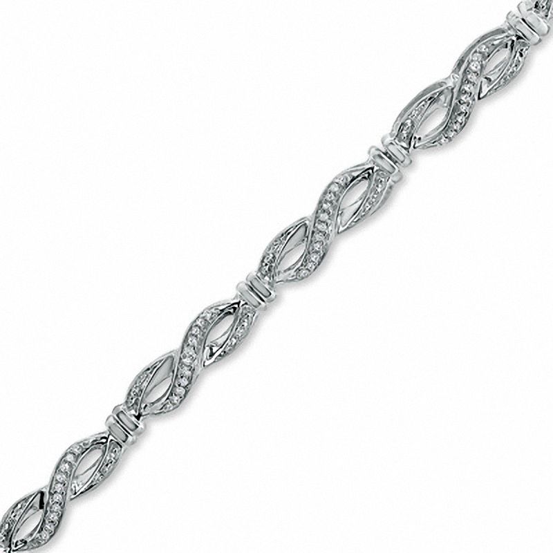 Main Image 1 of 1/5 CT. T.W. Diamond Infinity Bracelet in Sterling Silver - 7.25"