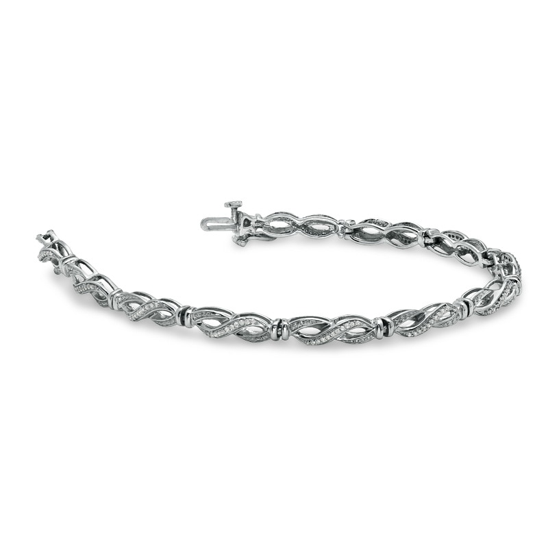 Main Image 2 of 1/5 CT. T.W. Diamond Infinity Bracelet in Sterling Silver - 7.25"
