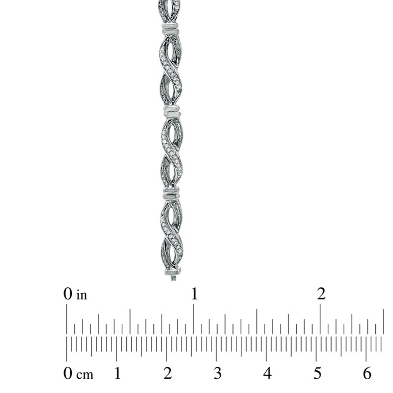 Main Image 3 of 1/5 CT. T.W. Diamond Infinity Bracelet in Sterling Silver - 7.25"